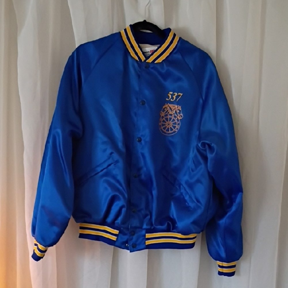 Men's Blue Varsity Jacket with Yellow Trim